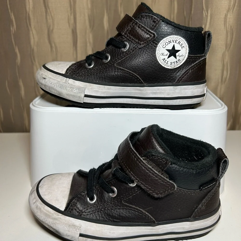Converse Infant 9 High Lifestyle Dark Brown Black Leather A05460C
